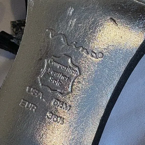 Nina New York Black Rhinestone Strappy Mid Height Heel Sandal Size 6.5M - Picture 6 of 6